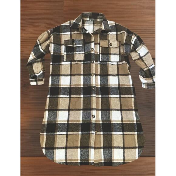 NICE Fall Shacket & Dress Combo – Size XL, Black / Brown / Ivory Plaid, NWT - Picture 11 of 15